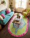 Heritage Elegance Collection Area Rug -  Winterthur (Green) Oval Green  lifestyle 39