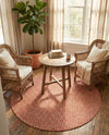 Highland Woven Jute Collection Area Rug - Glenmore (Rust Red) Round Rust Red  lifestyle 68