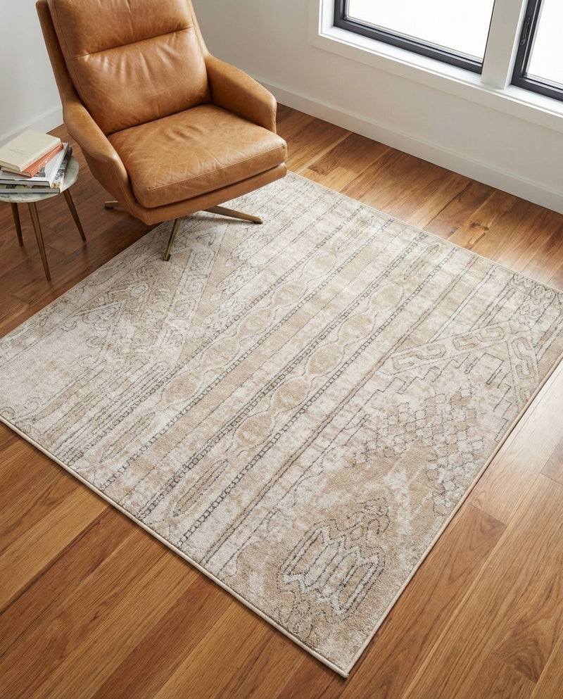 Cascade Range Collection Area Rug - Hood (Ivory) Square Ivory  lifestyle 76