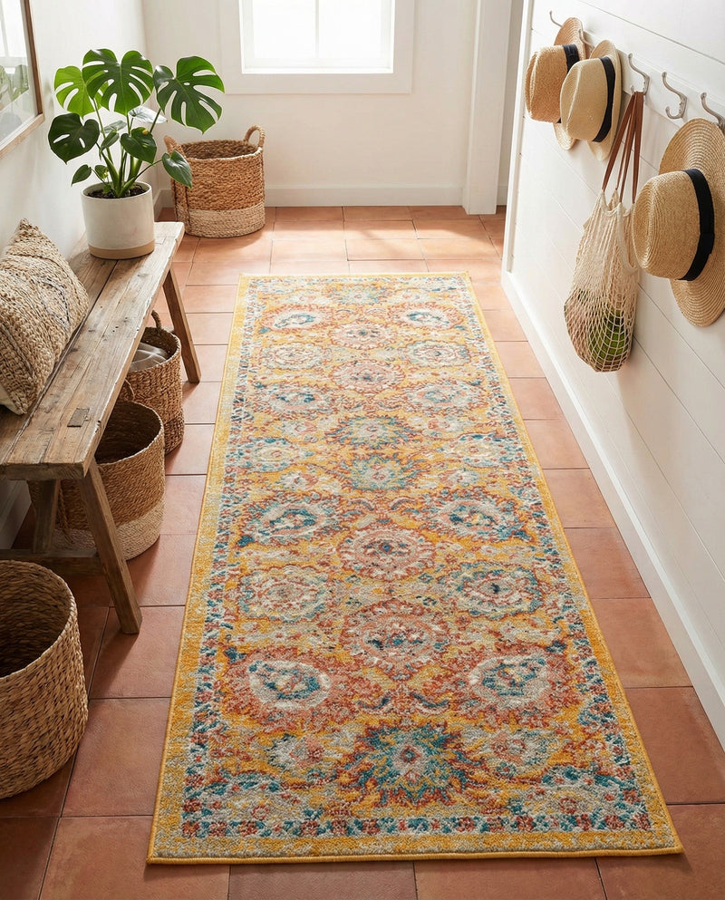 Seville Stripes Collection Area Rug -  Cordoba (Yellow) Runner Yellow  lifestyle 61