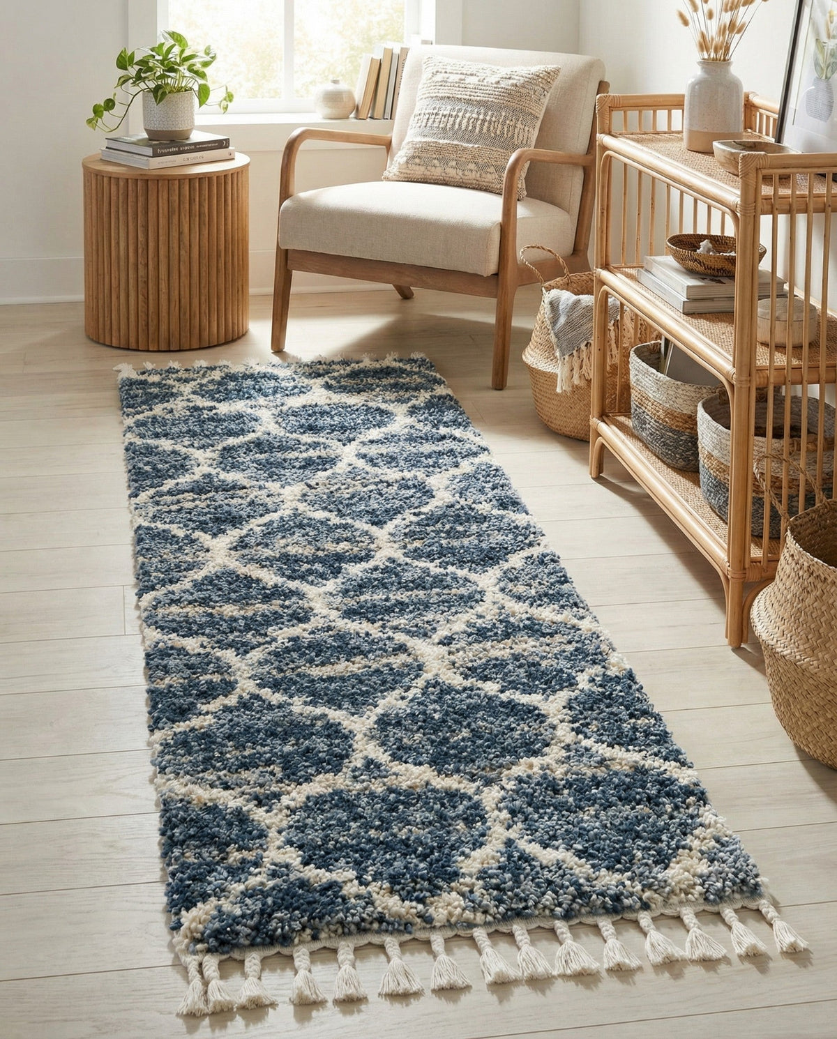 Cozy Cove Shag Collection Area Rug - Marina Runner Blue  lifestyle 207