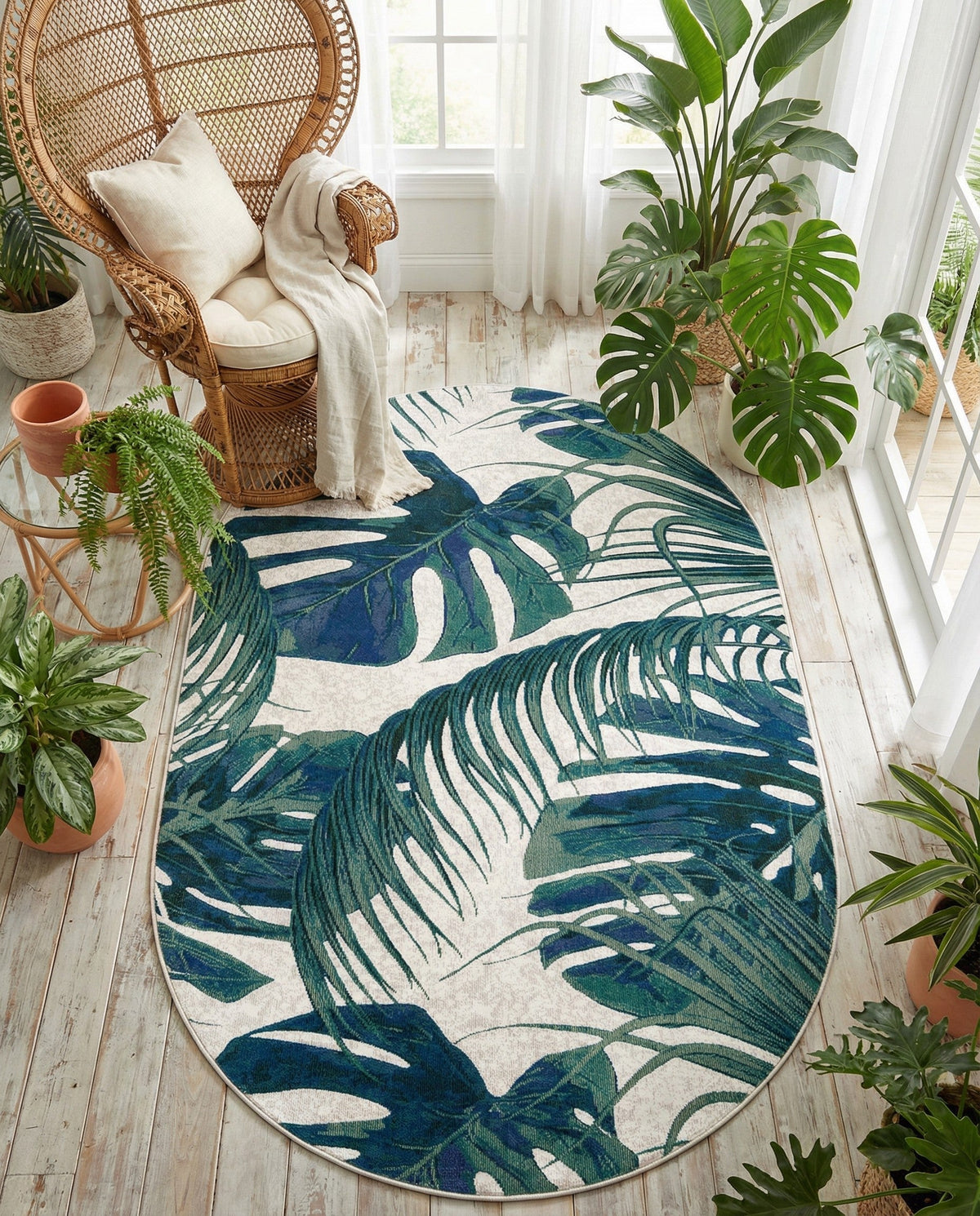 Meadow Breeze Collection Area Rug -  Clover Oval Ivory  lifestyle 95