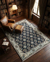 Persian Elegance Collection Area Rug -  Yazd Rectangle Navy Blue  lifestyle 31