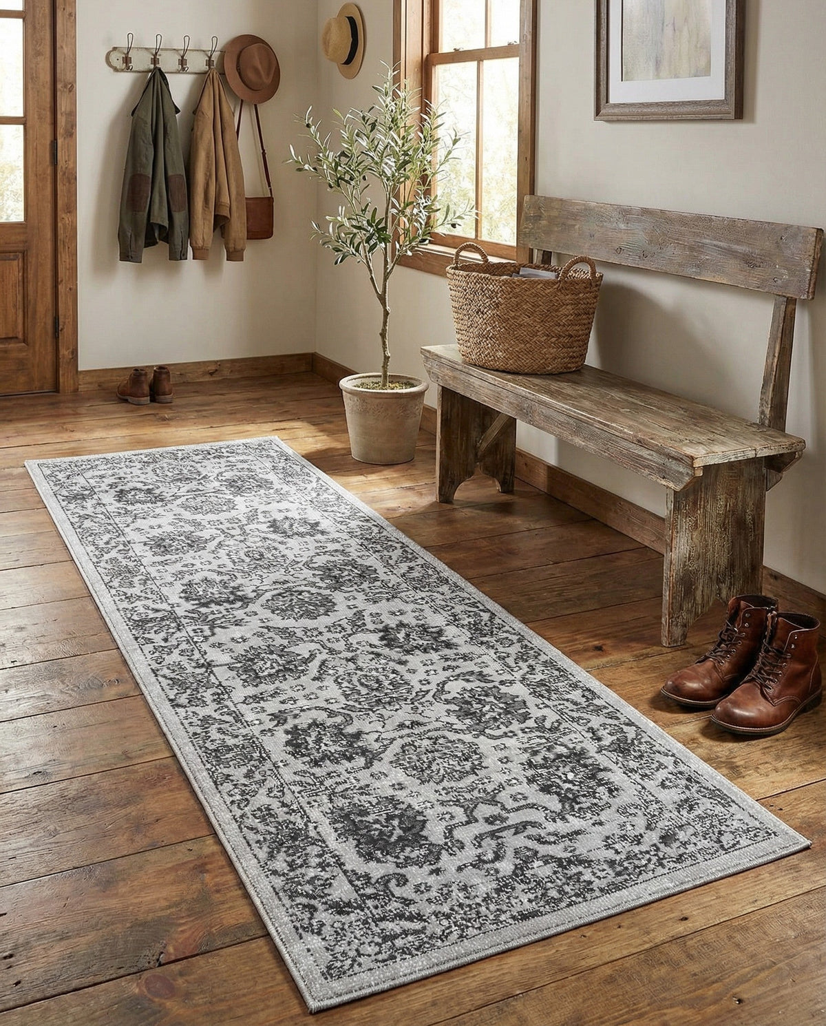 Geneva Terrace Collection Area Rug -  Lausanne Runner Light Gray  lifestyle 114