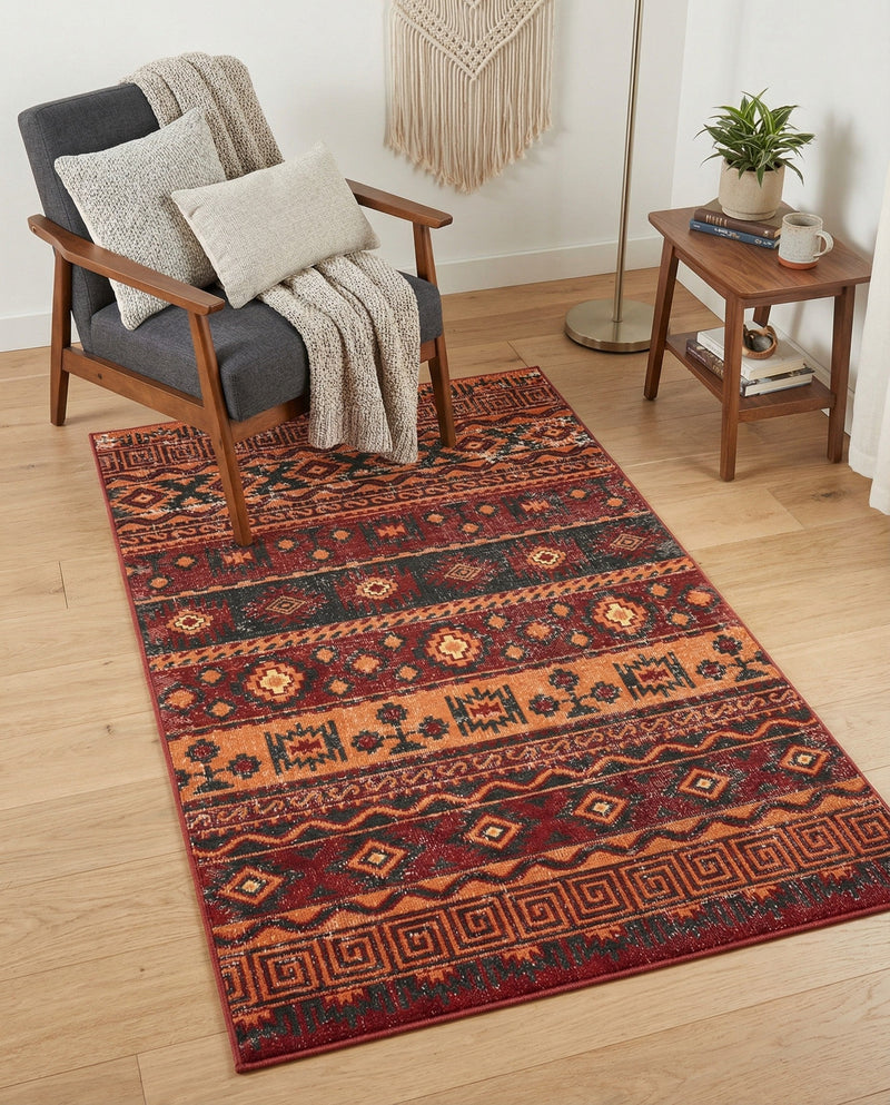 Geneva Terrace Collection Area Rug - Montreux Rectangle Rust Red  lifestyle 22