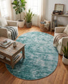 Sahara Essence Collection Area Rug - Oasis (Teal) Oval Teal  lifestyle 76