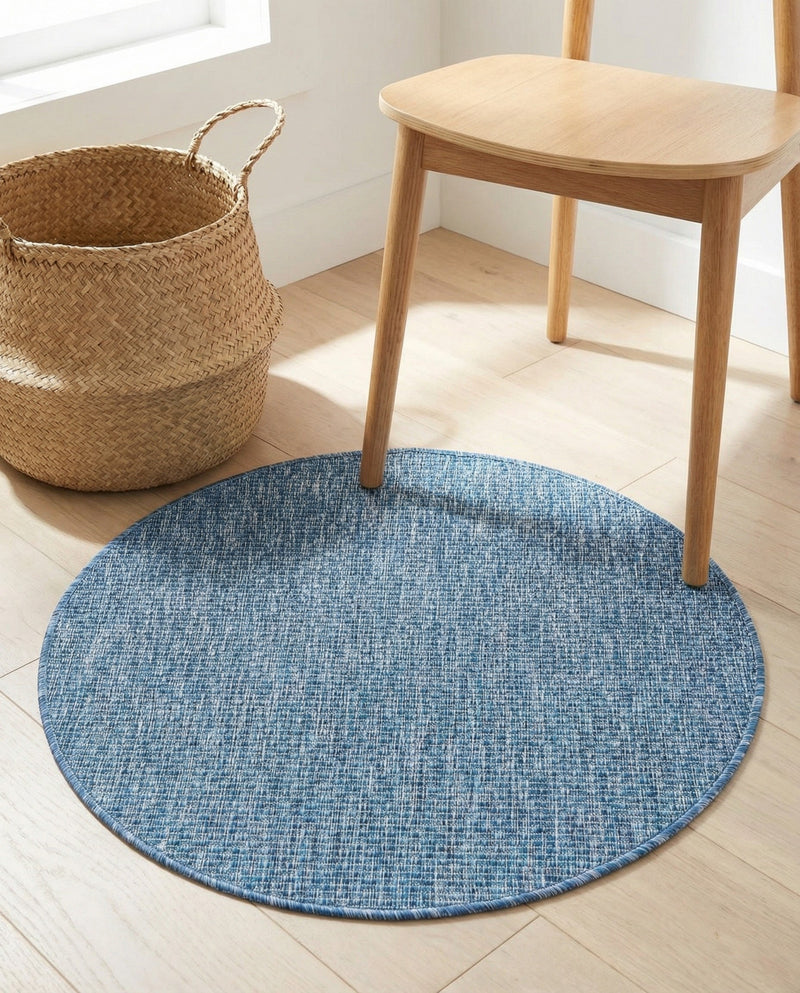 Seaside Serenity Collection Area Rug - Veranda (Blue) Round Blue  lifestyle 36