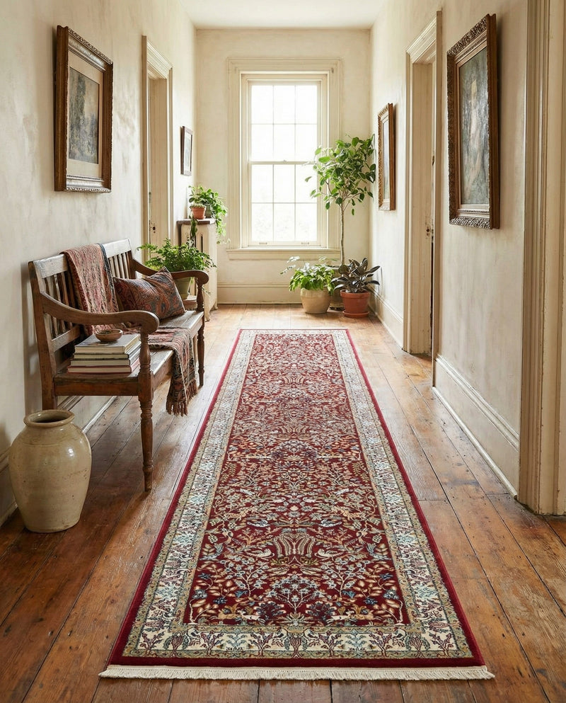 Persian Elegance Collection Area Rug -  Kerman (Burgundy) Runner Burgundy  lifestyle 32