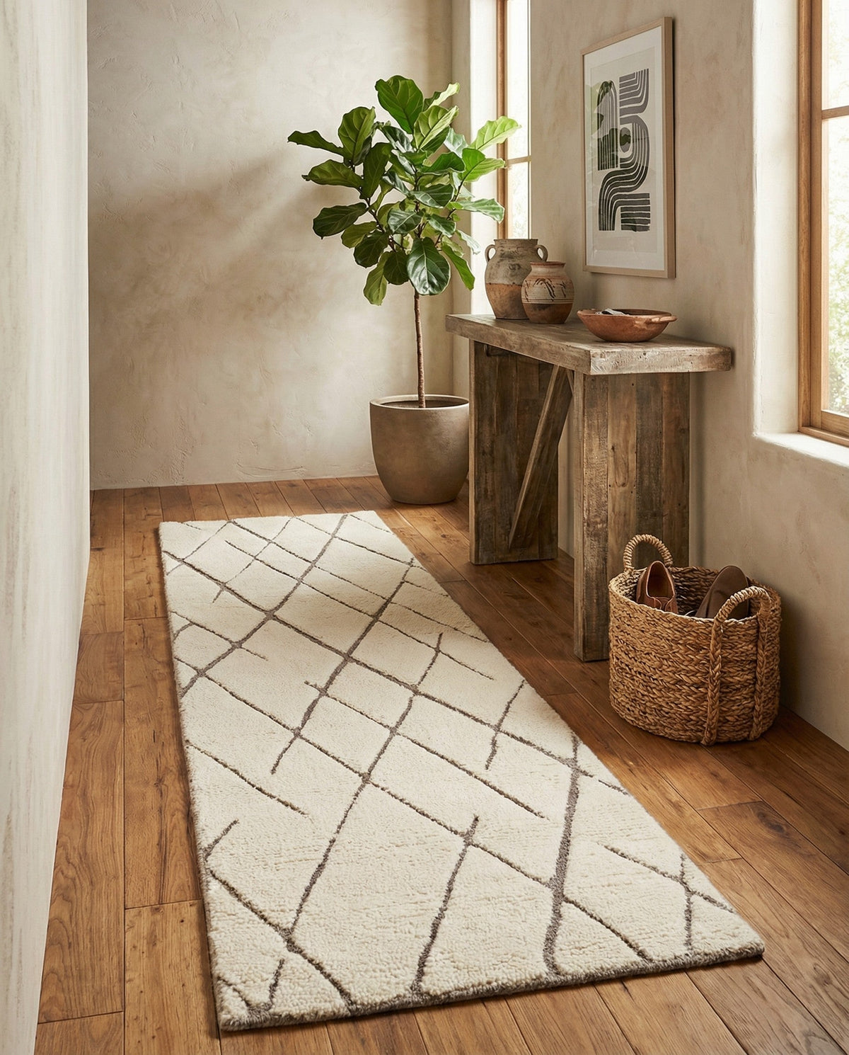 Sahara Berber Wool Collection Area Rug - Marrakesh Runner Pure Ivory  lifestyle 116