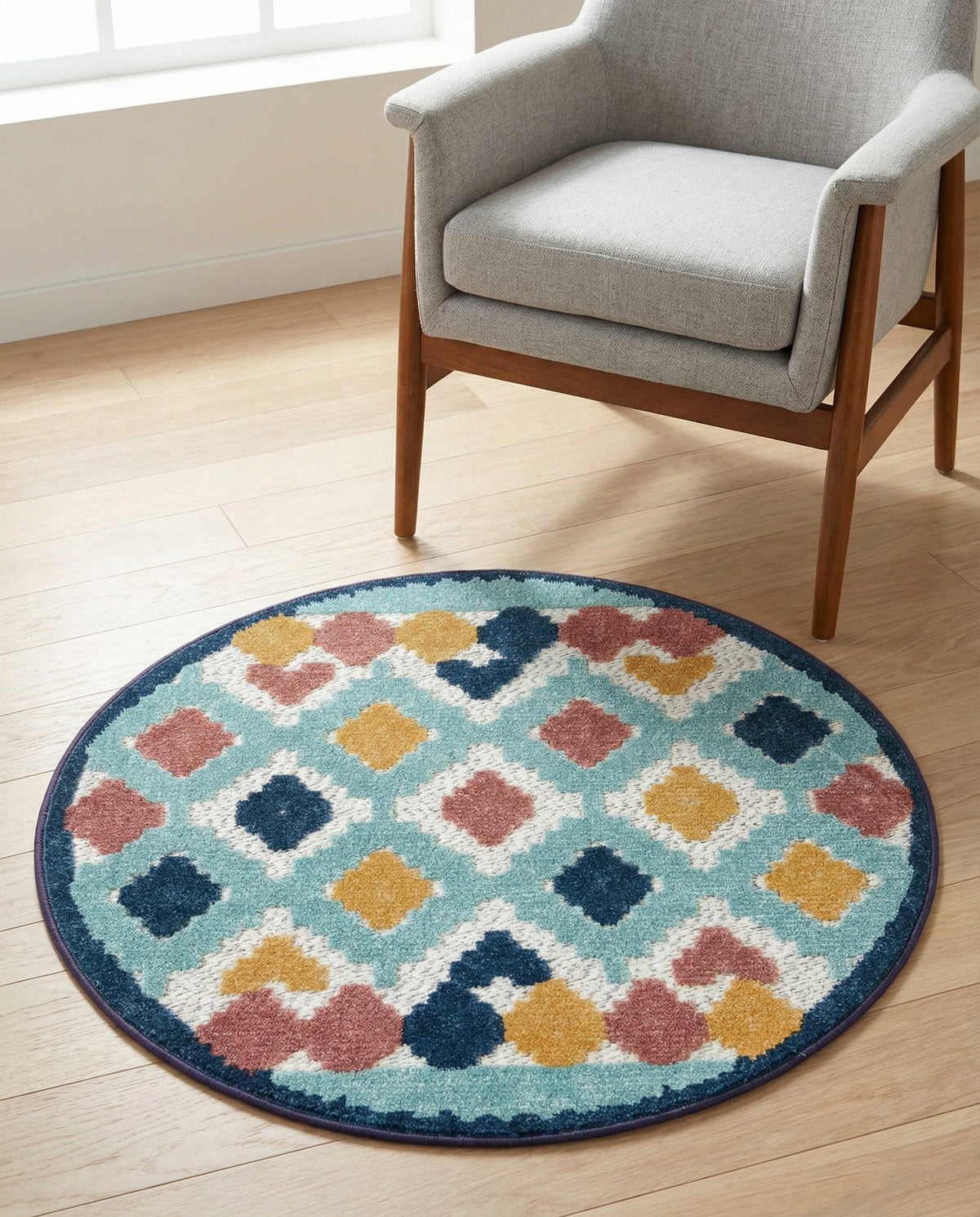 Caribbean Terrace Collection Area Rug -  Tobago Round Ivory  lifestyle 67