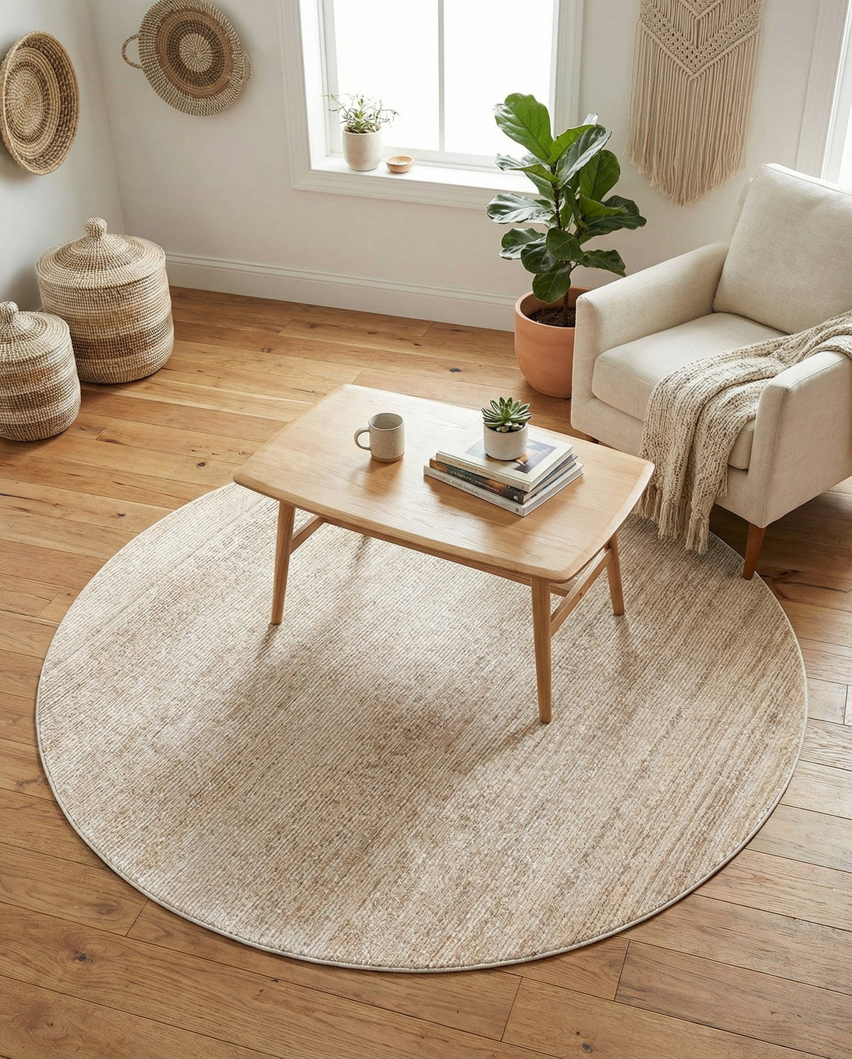 Jewel Oasis Collection Area Rug - Sapphire (Ivory) Round Ivory  lifestyle 106