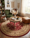 Jaipur Elegance Collection Area Rug -  Nahargarh (Red) Round Red  lifestyle 53
