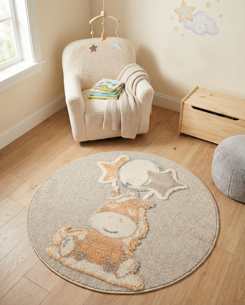 Wonder Tykes Collection Area Rug - Enchanted Round Peach Blossom  lifestyle 57