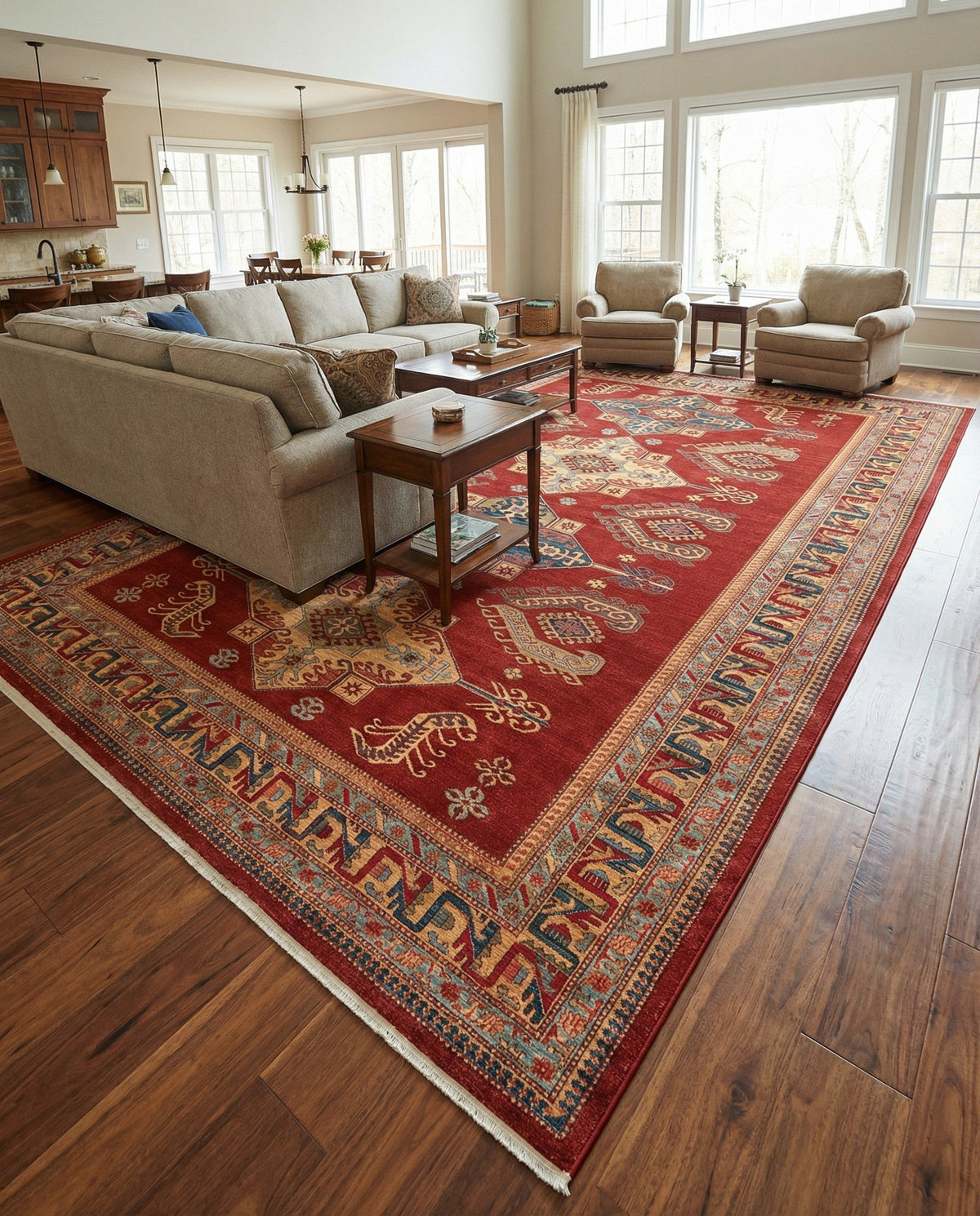 Persian Elegance Collection Area Rug -  Ardabil Rectangle Red  lifestyle 15