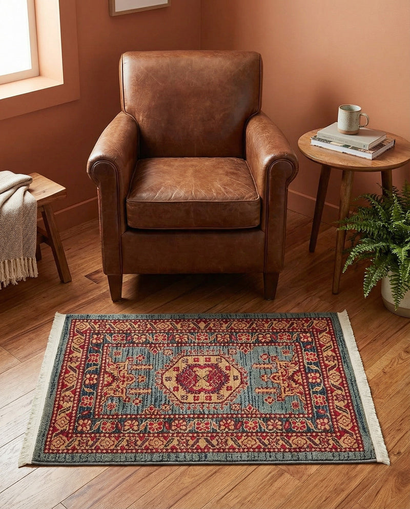 Persian Elegance Collection Area Rug -  Bushehr Rectangle Light Blue  lifestyle 22