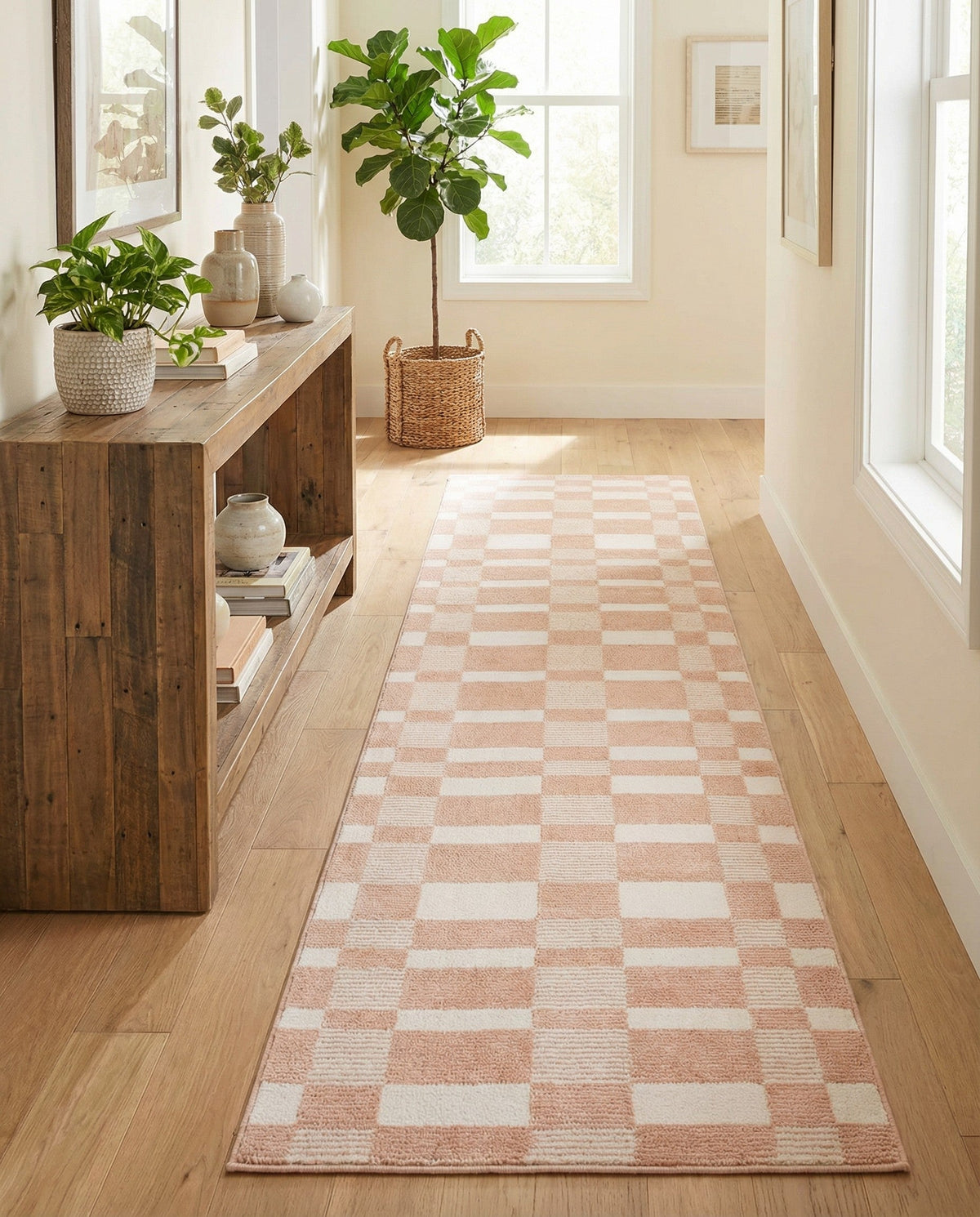 Haven Tapestry Collection Area Rug -  SereneCove Runner Barely Blush Pink  lifestyle 80