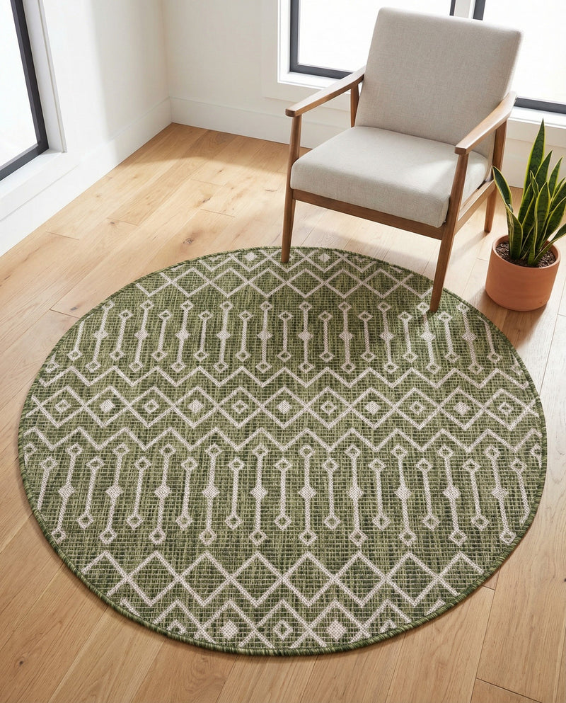 Savannah Pergola Collection Area Rug -  Pergola (Green) Round Green  lifestyle 73