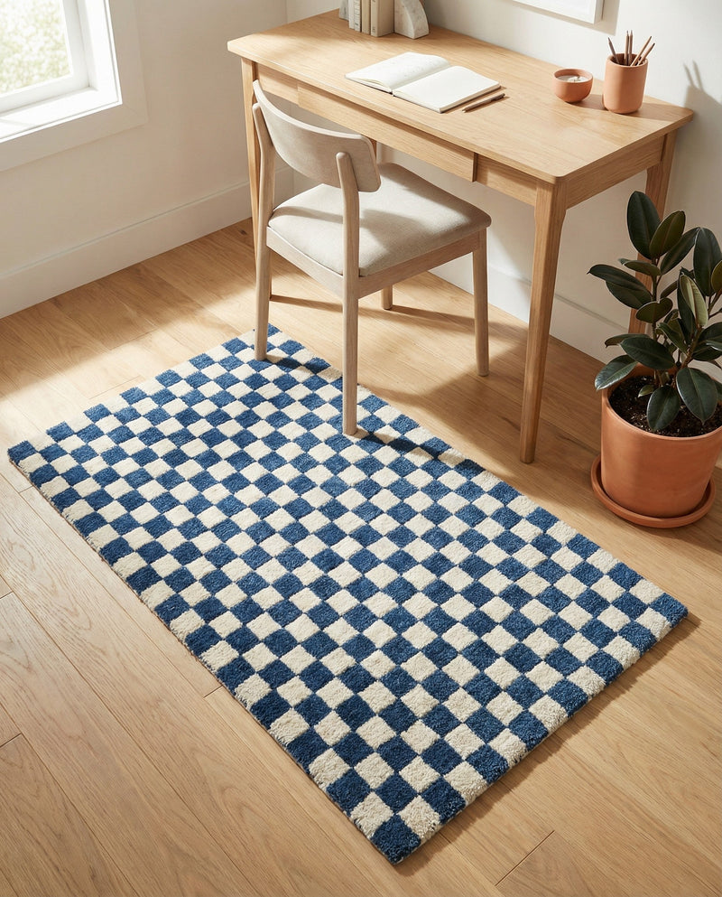 Shepherd's Glen Wool Collection Area Rug - Reykjavik Rectangle Blue and White  lifestyle 35