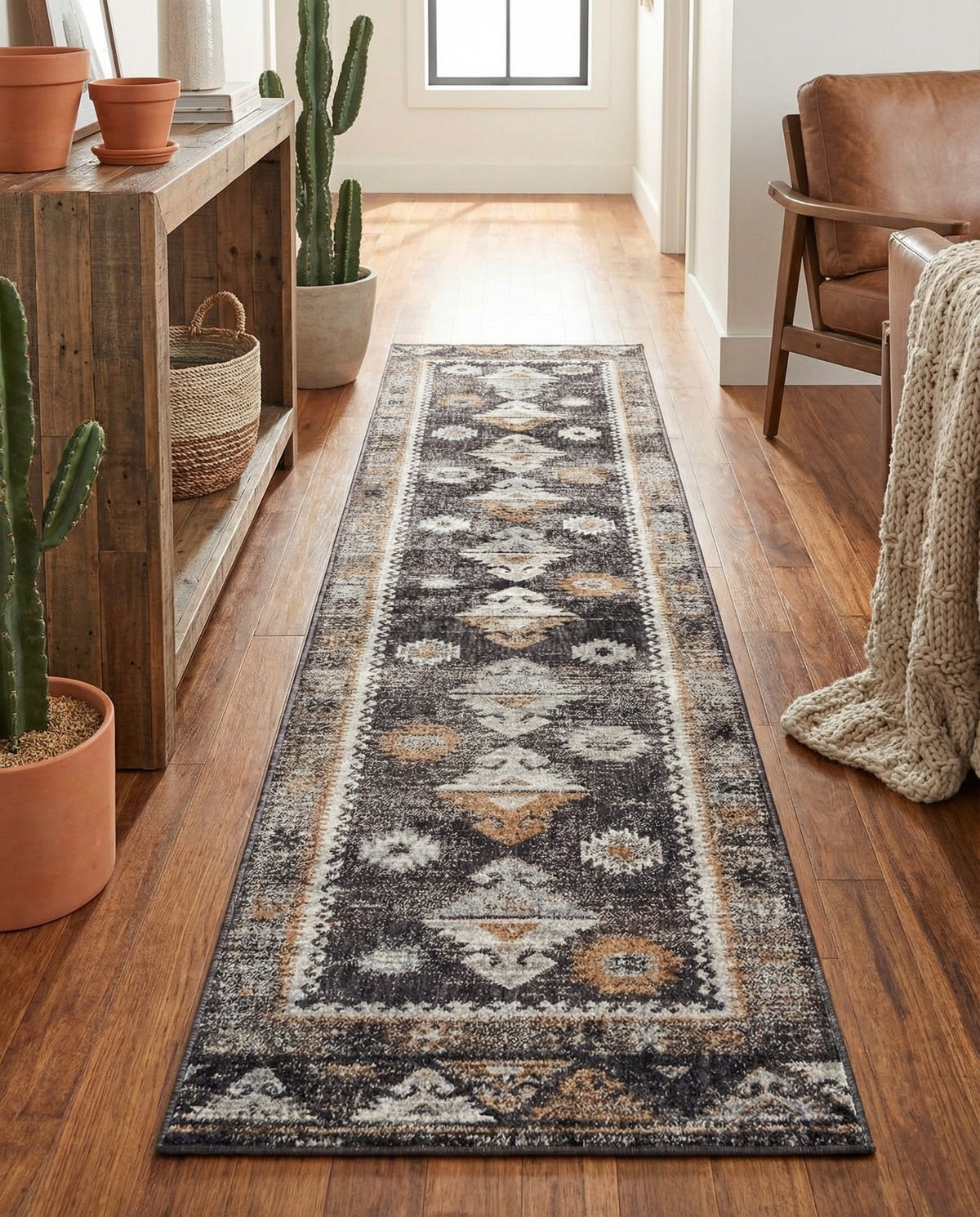 Desert Modern Eco Rug Series Collection Area Rug -  Mojave Runner Charcoal Gray  lifestyle 71