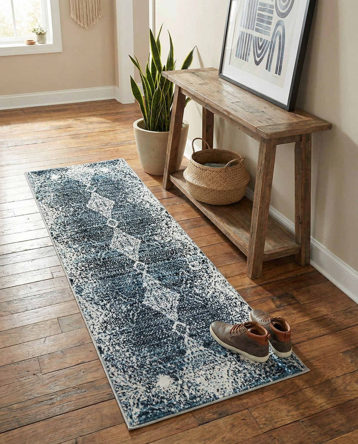 Aegean Elegance Washables Collection Area Rug -  Naxos Runner Navy Blue  lifestyle 102