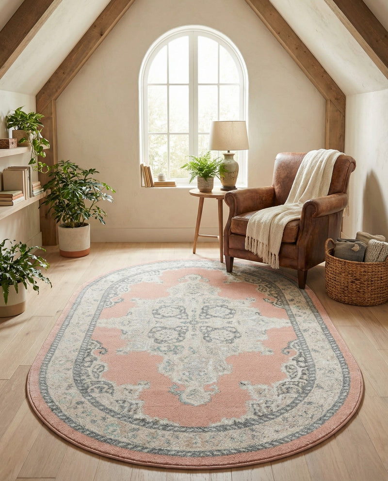 Beverly Grove Collection Area Rug -  Fairfax (Rose) Oval Rose  lifestyle 58