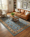 Isfahan Elegance Collection Area Rug - Naghsh-e Jahan (Light Blue) Rectangle Light Blue  lifestyle 24