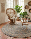 Woven Udaipur Collection Area Rug - Sahara Round Natural  lifestyle 54