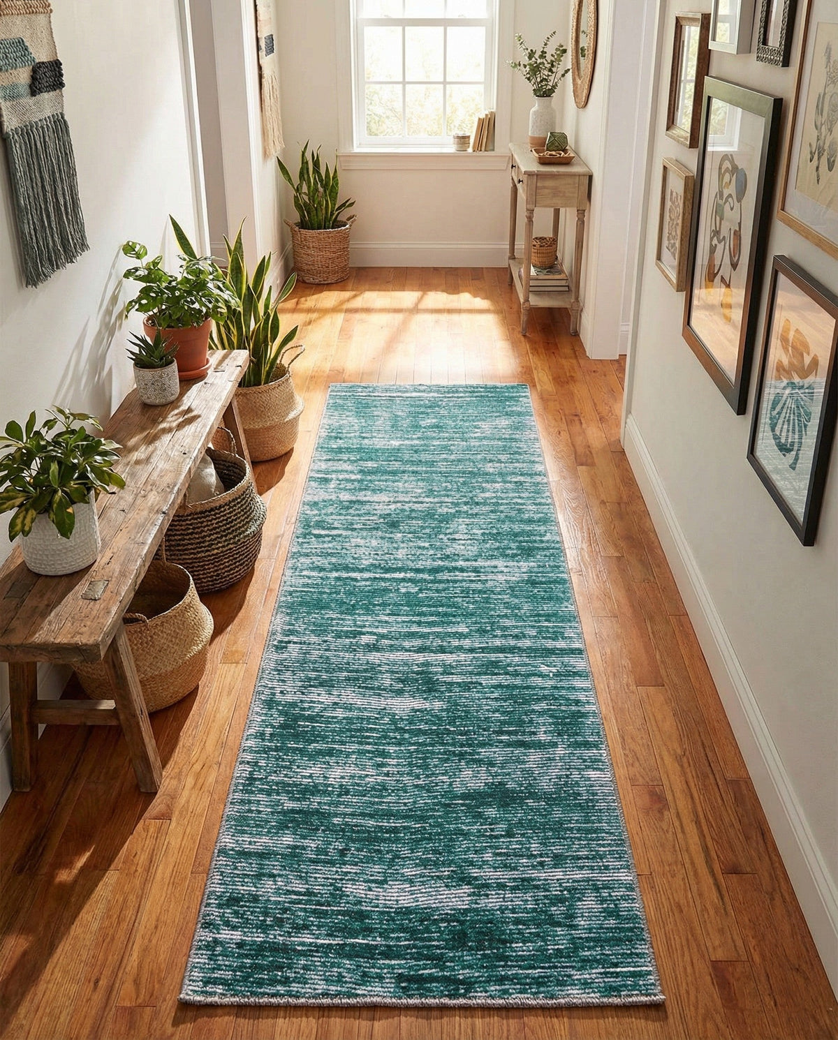 Sahara Essence Collection Area Rug - Oasis (Teal) Runner Teal  lifestyle 59