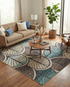 Outdoor Marrakesh Collection Area Rug -  Rabat Square Gray Blue Ivory  lifestyle 70