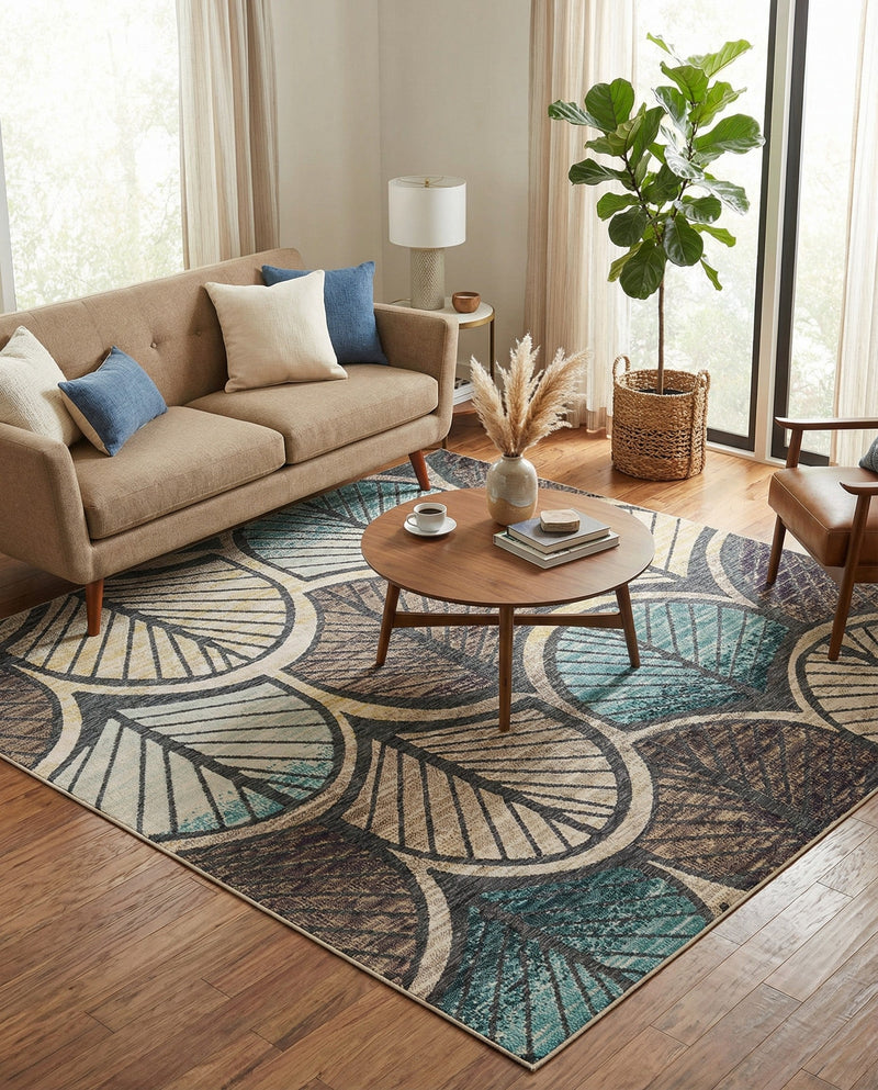 Outdoor Marrakesh Collection Area Rug -  Rabat Square Gray Blue Ivory  lifestyle 70