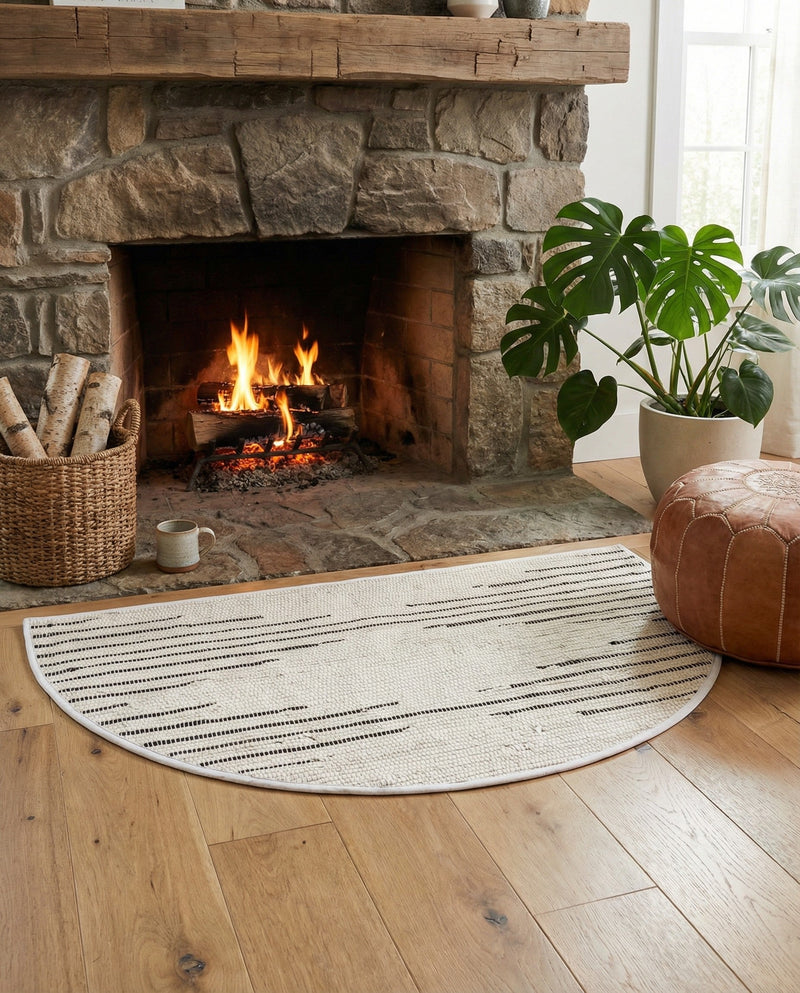 Thar Cotton Collection Area Rug - Jaisalmer (White) Hearth White  lifestyle 67