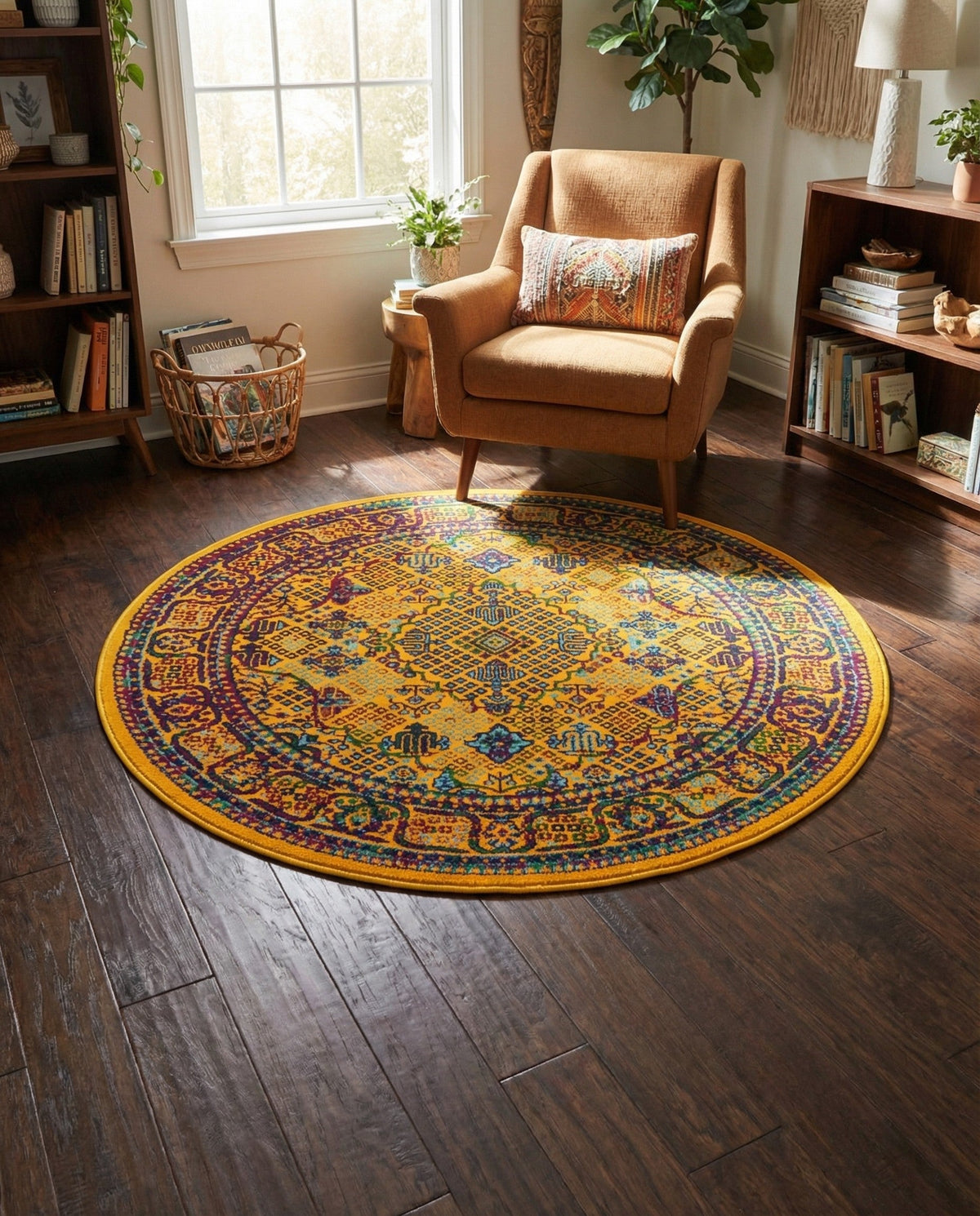 Caribbean Cove Collection Area Rug -  Mustique Round Multi  lifestyle 79