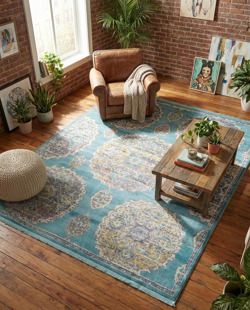 Arcadia Rugs Collection Area Rug -  Atlantis (Blue) Rectangle Blue  lifestyle 14