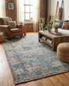 Savannah Threads Collection Area Rug - Tybee Rectangle Teal blue  lifestyle 17