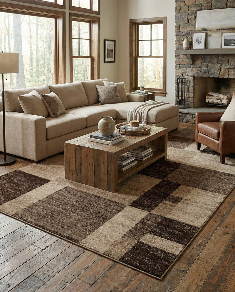Autumn Meadow Collection Area Rug -  Sycamoreside (Light Brown) Rectangle Light Brown  lifestyle 17