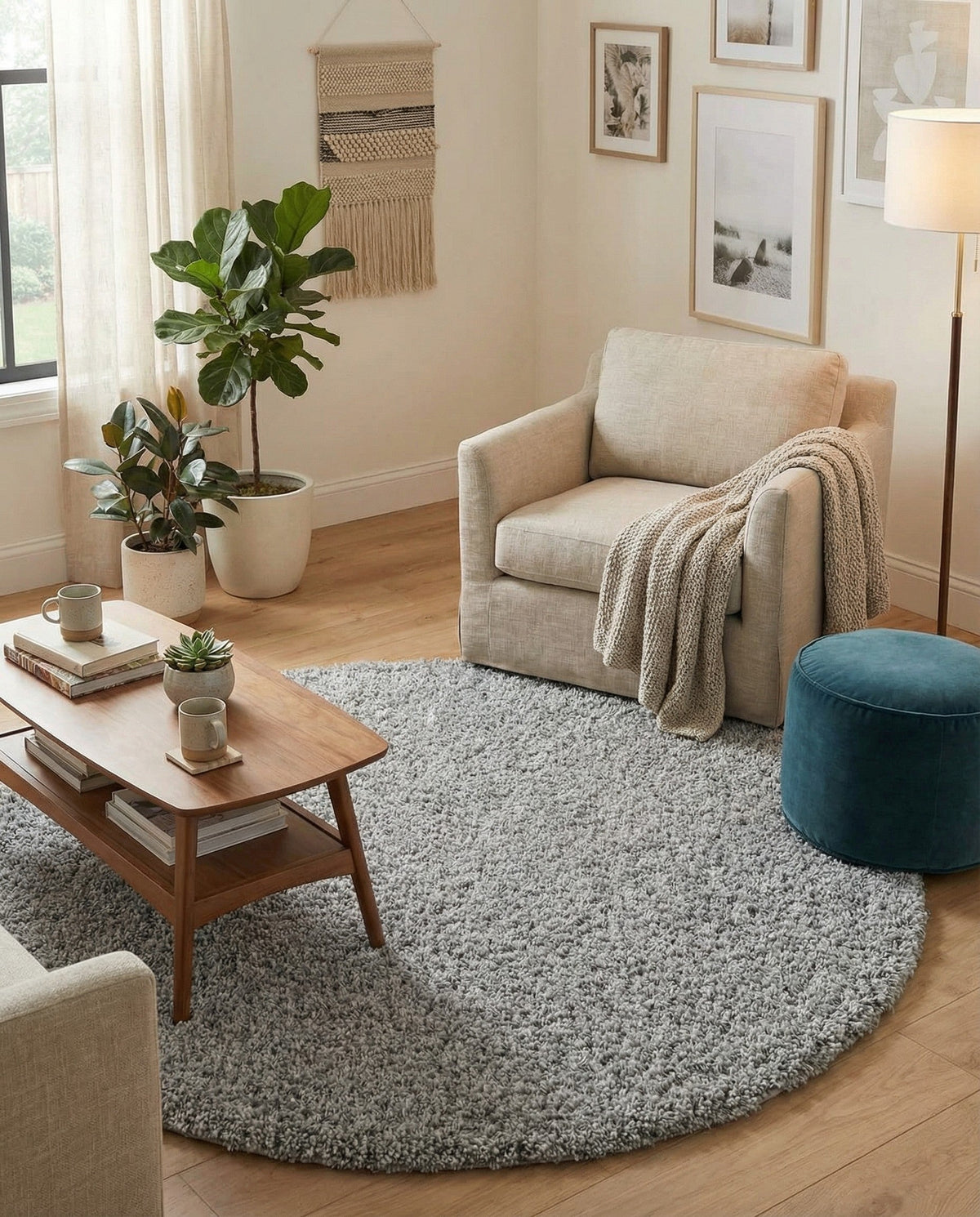 Alpine Plush Collection Area Rug - Verbier Round LGrey  lifestyle 107