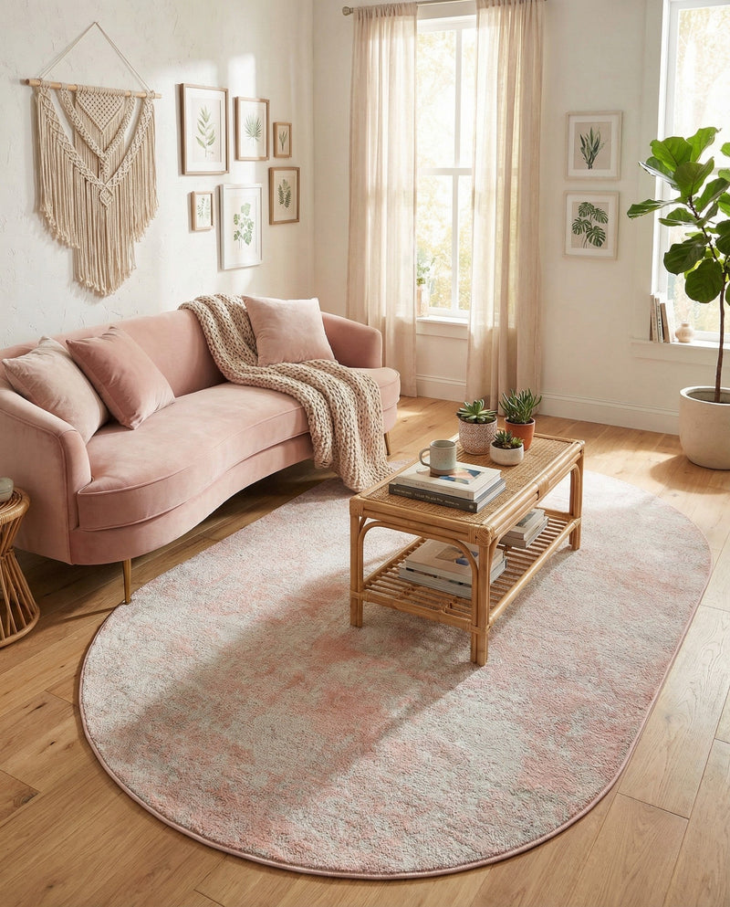 Luminara Sands Collection Area Rug - Elysium (Carnation Pink) Oval Carnation Pink  lifestyle 90