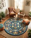 Adriana Terrace Collection Area Rug -  Positano (Navy Blue) Round Navy Blue  lifestyle 55
