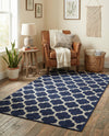 Lattice Gardens Collection Area Rug -  Bloomfield (Dark Blue) Rectangle Dark Blue  lifestyle 5