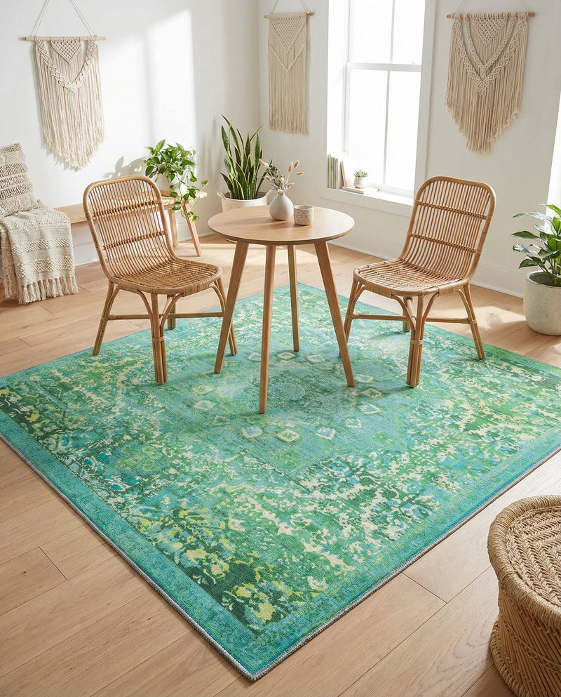 Baroque Era Collection Area Rug - Versailles (Spring Green) Square Spring Green  lifestyle 44
