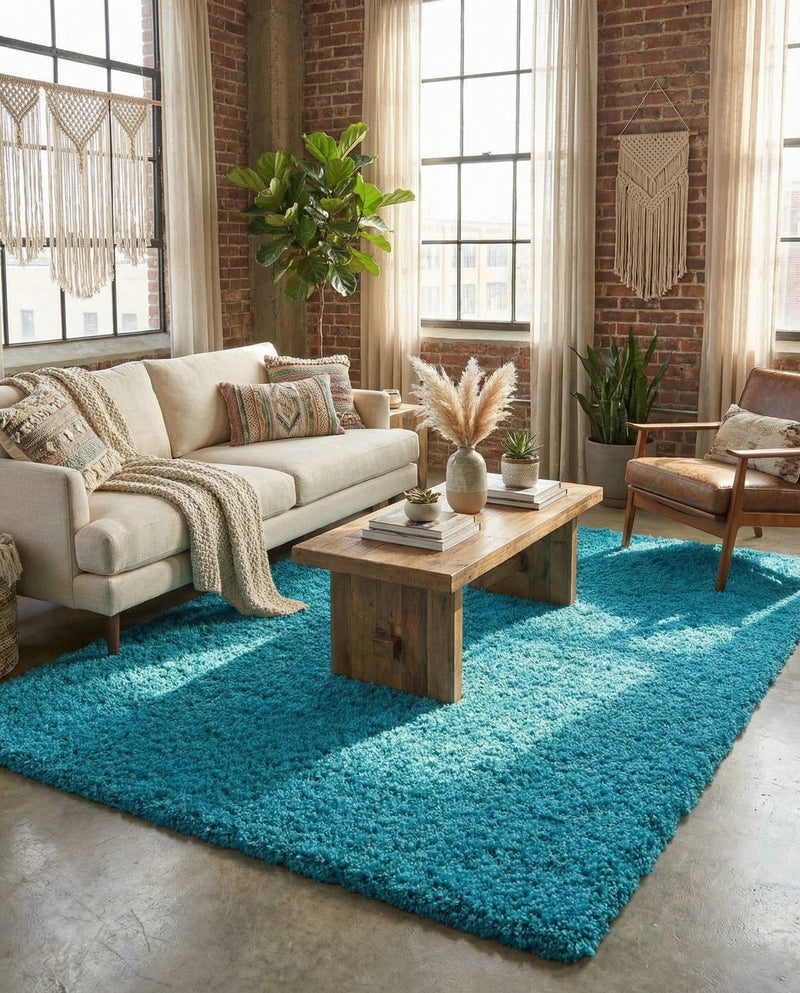 Plush Oasis Collection Area Rug - Serenity (Turquoise) Rectangle Turquoise  lifestyle 29