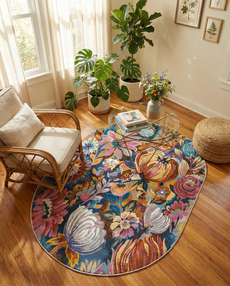 Meadow Breeze Collection Area Rug -  Daffodil Oval Multi  lifestyle 34