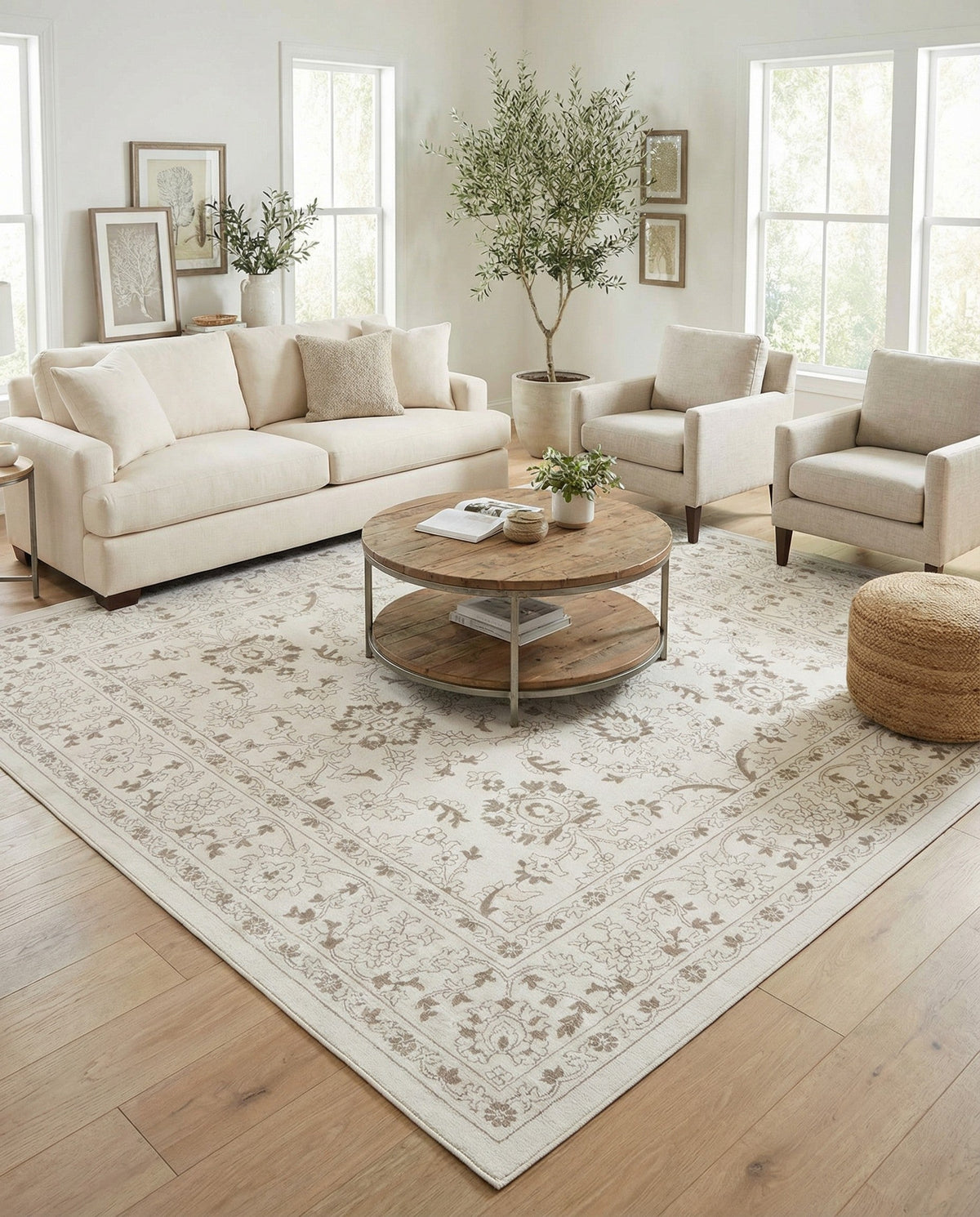 Savannah Elegance Collection Area Rug - Augusta (Ivory) Square Ivory  lifestyle 51