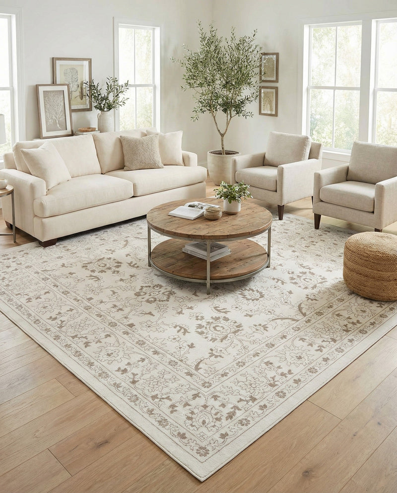 Savannah Elegance Collection Area Rug - Augusta (Ivory) Square Ivory  lifestyle 51
