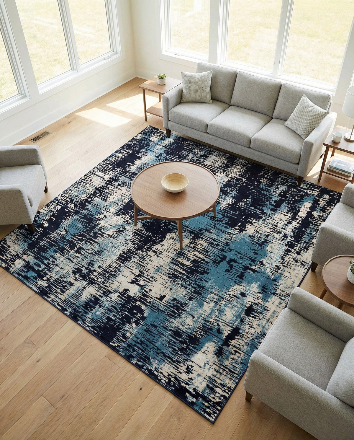 Coastal Haven Collection Area Rug -  Pelican Square Navy Blue  lifestyle 119