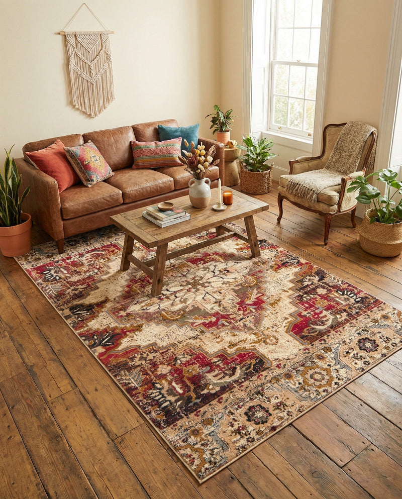 Neptune Elegance Collection Area Rug -  Naiad Rectangle Burgundy Beige  lifestyle 5