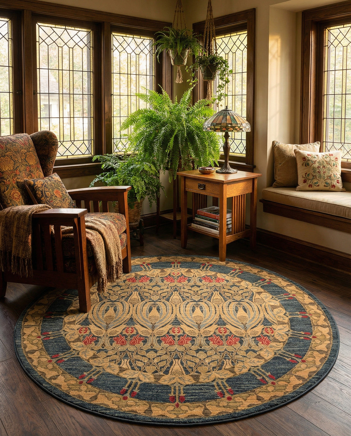 Chelsea Elegance Collection Area Rug -  Brompton (Navy Blue) Round Navy Blue  lifestyle 82
