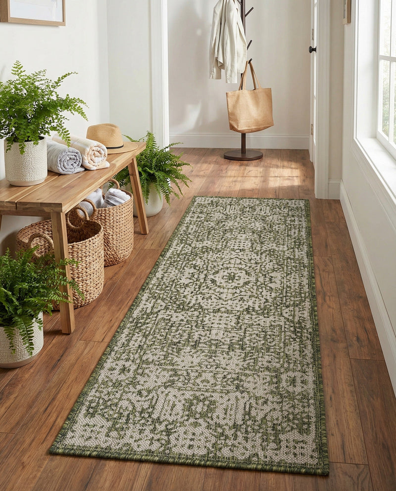 Patio Heritage Collection Area Rug - Savannah (Green) Runner Green  lifestyle 63