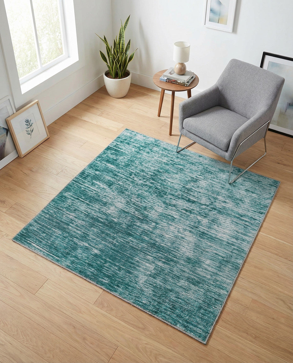 Sahara Essence Collection Area Rug - Oasis (Teal) Square Teal  lifestyle 90