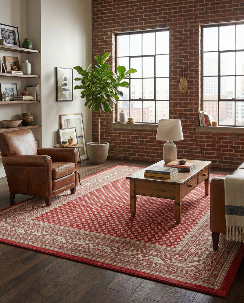 Soho Elegance Collection Area Rug -  Mercer (Red) Rectangle Red  lifestyle 6